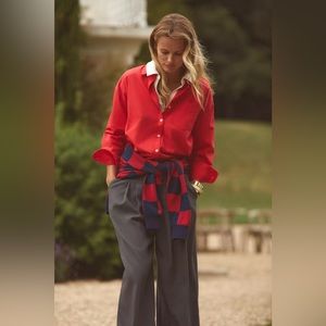 Anthropologie Bennet Buttondown Shirt by Maeve - Red - Sz. Small